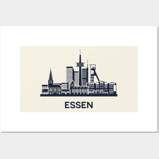 Essen Skyline, dark Posters and Art